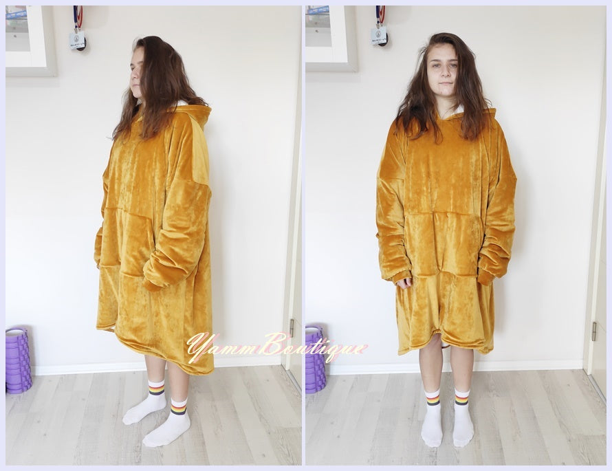 Winter Warm Hoodie Blanket Pocket Big Soft Robe Bathrobe Pullover
