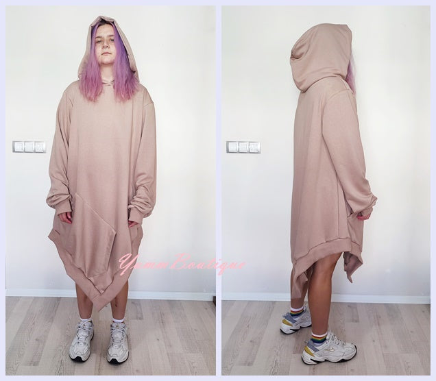 XS-6XL Women Asymmetric Hem Hoodie / Curved Hem + PLUS SIZE
