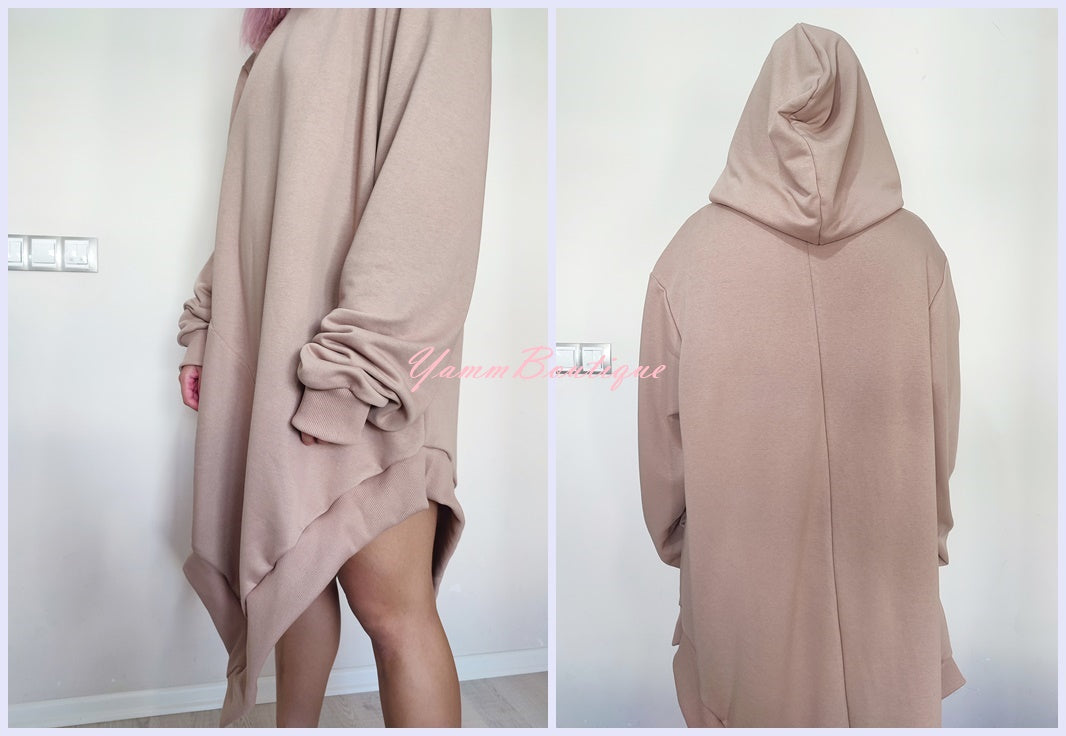 XS-6XL Women Asymmetric Hem Hoodie / Curved Hem + PLUS SIZE