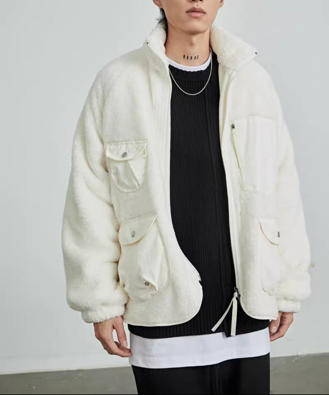 Men's Plus Size Oversized Sherpa Anorak BoxyFit Furry Jacket / Warm Winter Hoodie