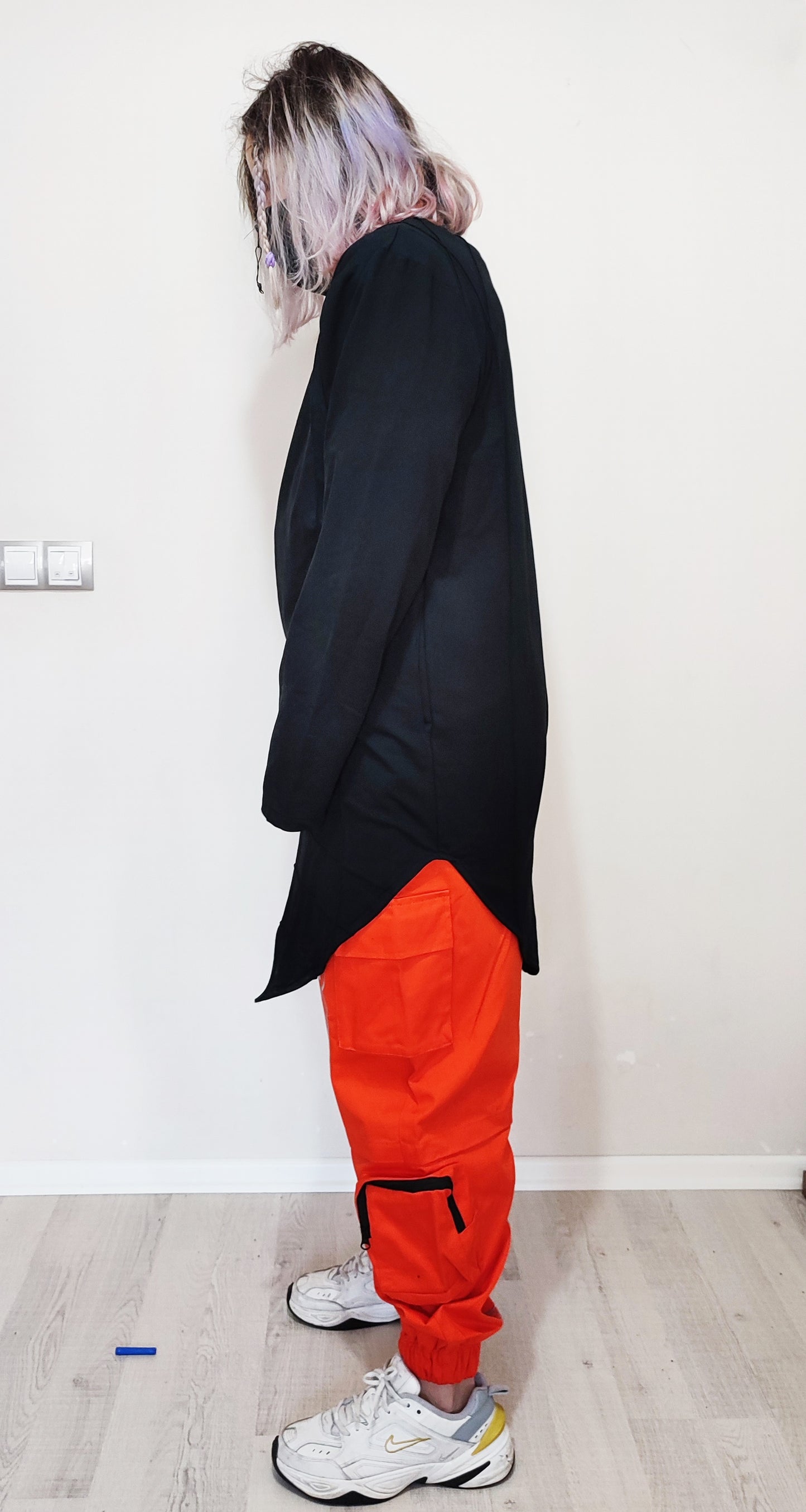 High Neck Full Zip Goth Jacket,Long Asymmetric Steampunk Cardigan