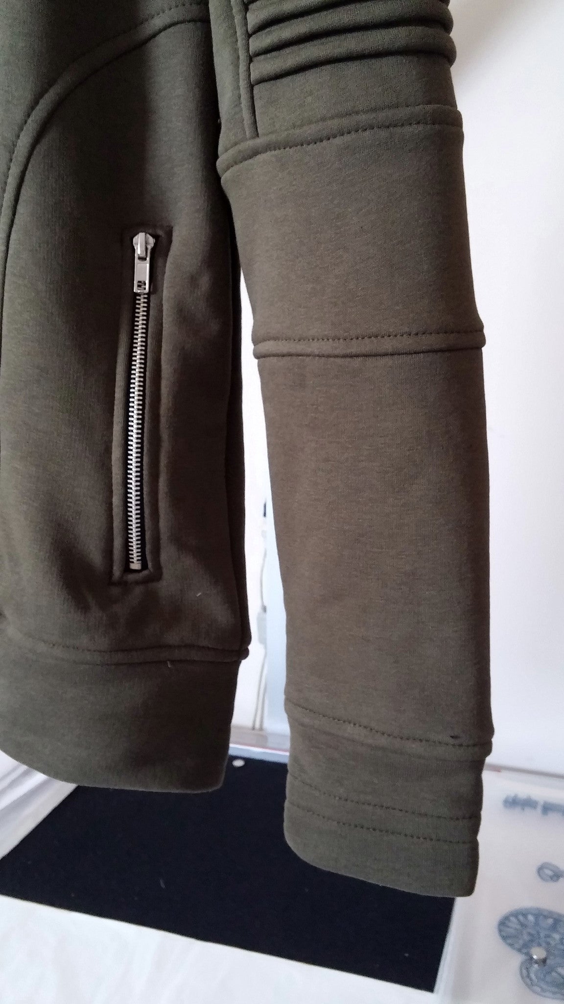 Men's Quilted Shoulder Front Zippers Sweatshirt Hoodie  / Skinny Fit Sweater - Ofelya Boutique