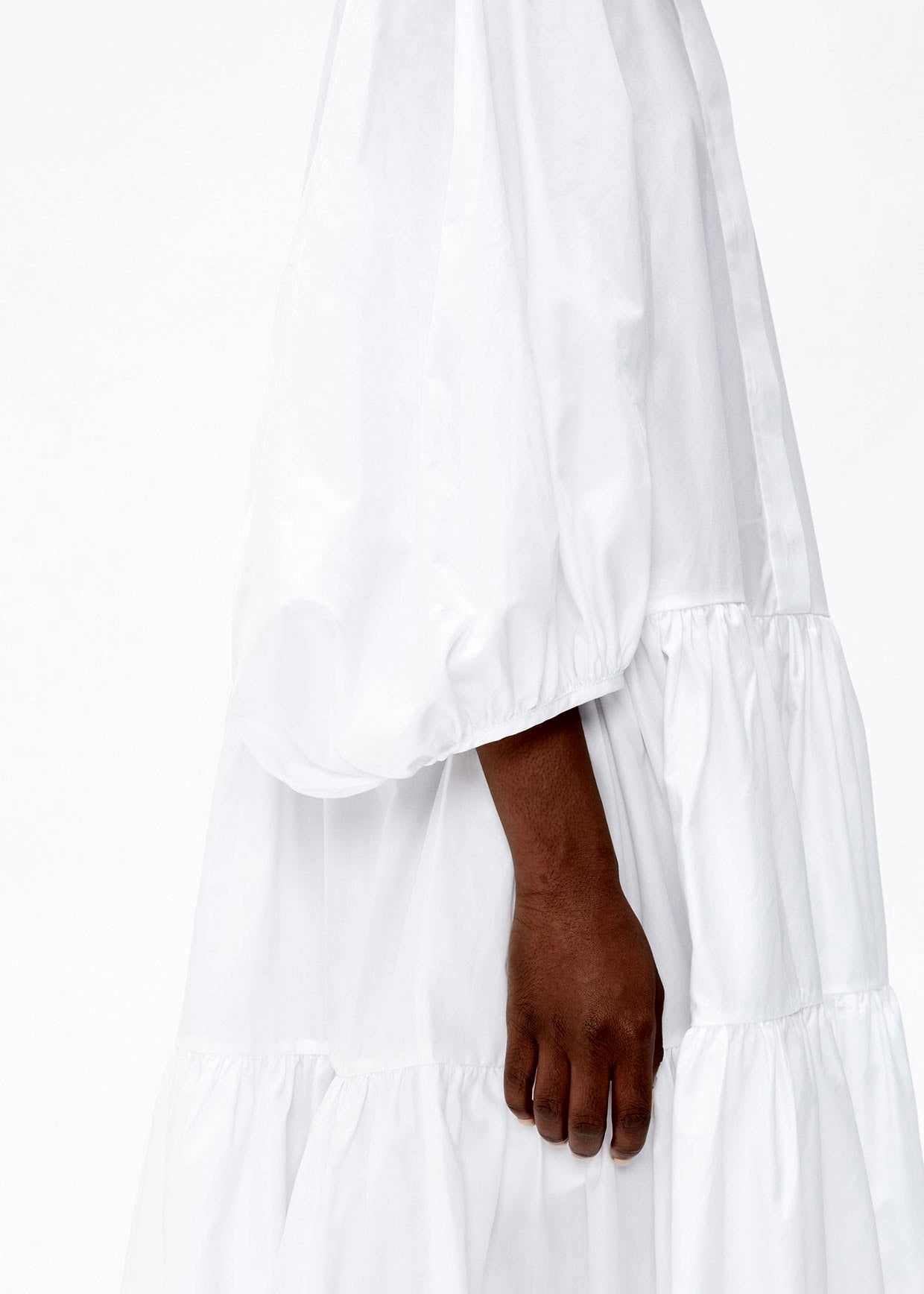 Oversized Button-up Long Dress Shirt Poplin / Pointed collar