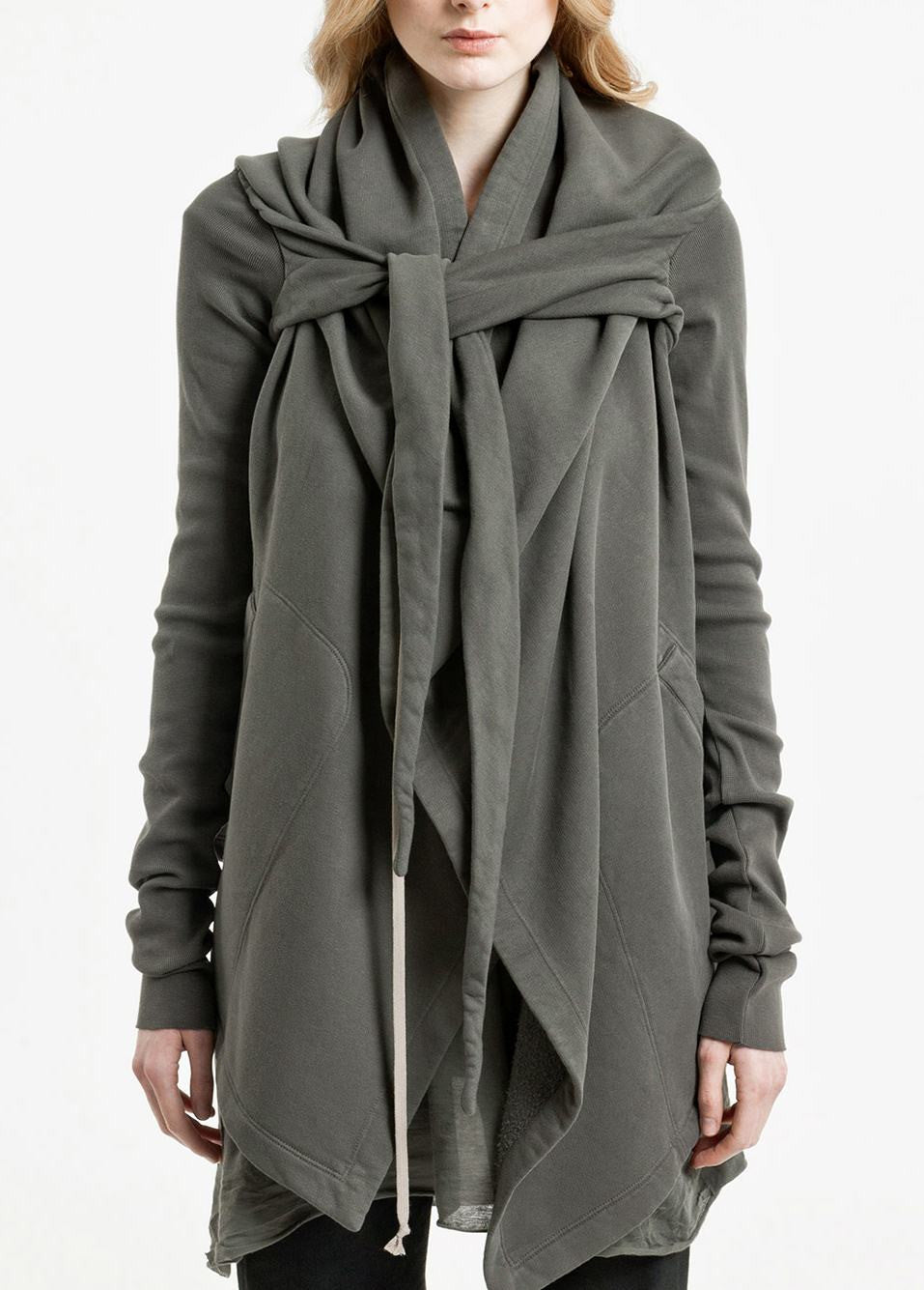Women Tie-Up Dark Asymmetrical Cut Hoodie - Ofelya Boutique