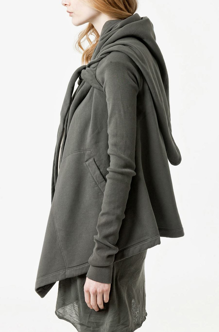 Women Tie-Up Dark Asymmetrical Cut Hoodie - Ofelya Boutique