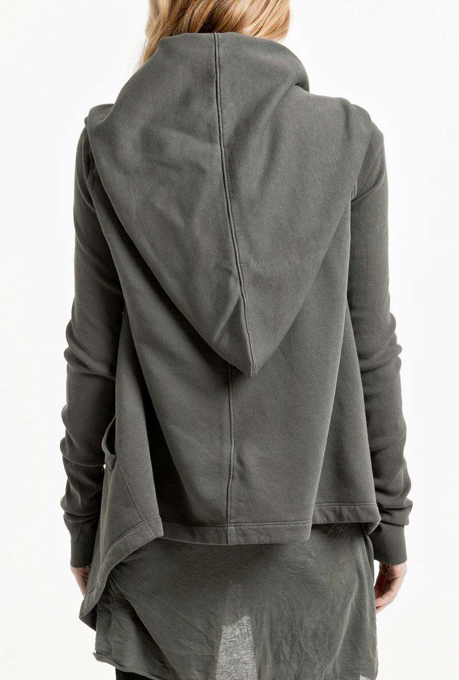 Women Tie-Up Dark Asymmetrical Cut Hoodie - Ofelya Boutique