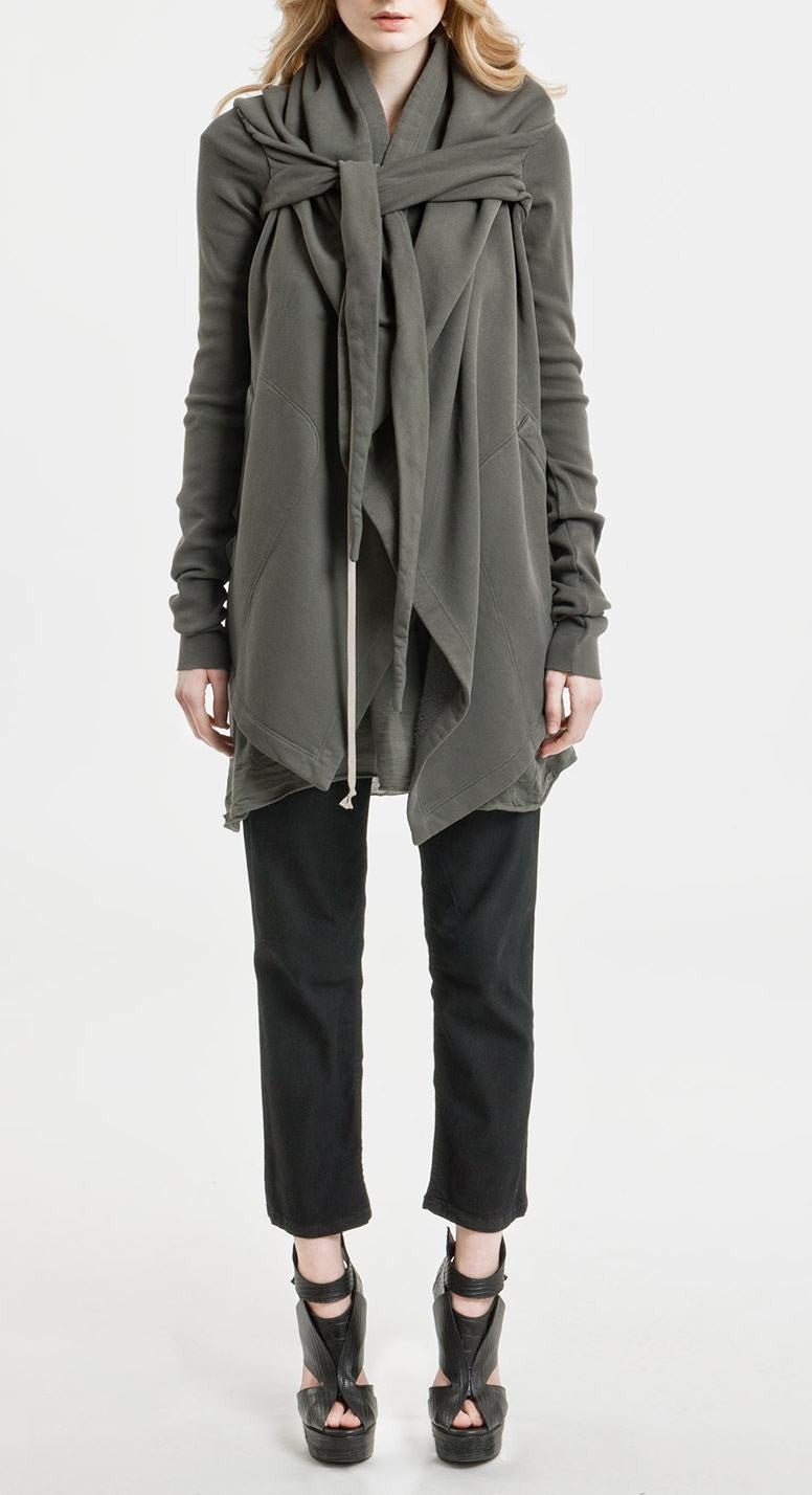 Women Tie-Up Dark Asymmetrical Cut Hoodie - Ofelya Boutique