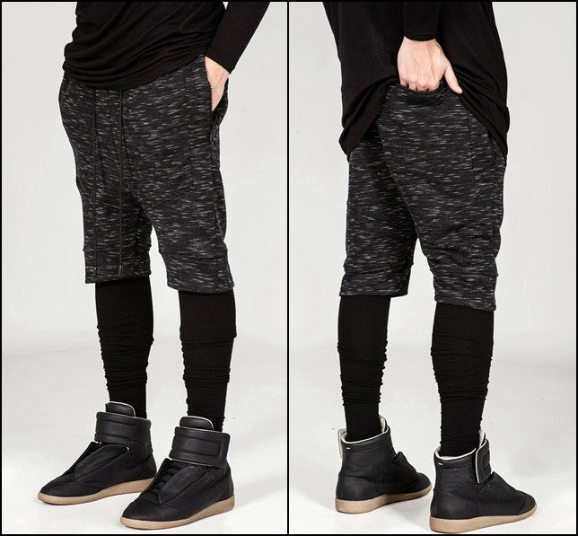Biker Panelling Shadow Shorts with a Drop Crotch and Tapered Leg - Ofelya Boutique