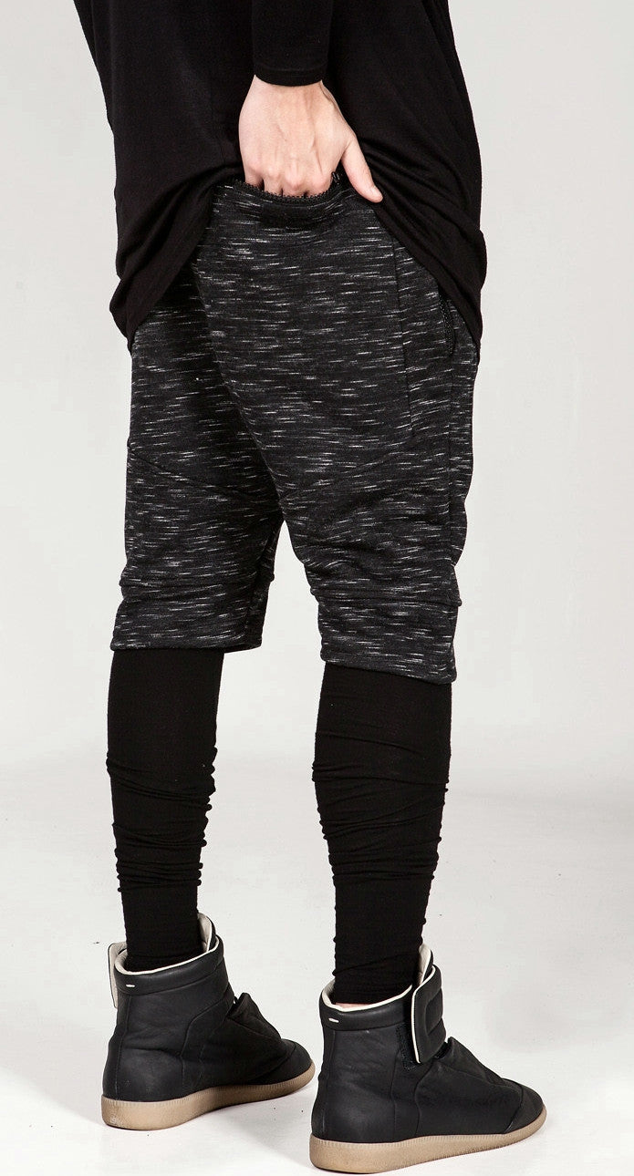 Biker Panelling Shadow Shorts with a Drop Crotch and Tapered Leg - Ofelya Boutique