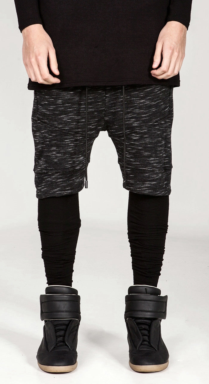 Biker Panelling Shadow Shorts with a Drop Crotch and Tapered Leg - Ofelya Boutique