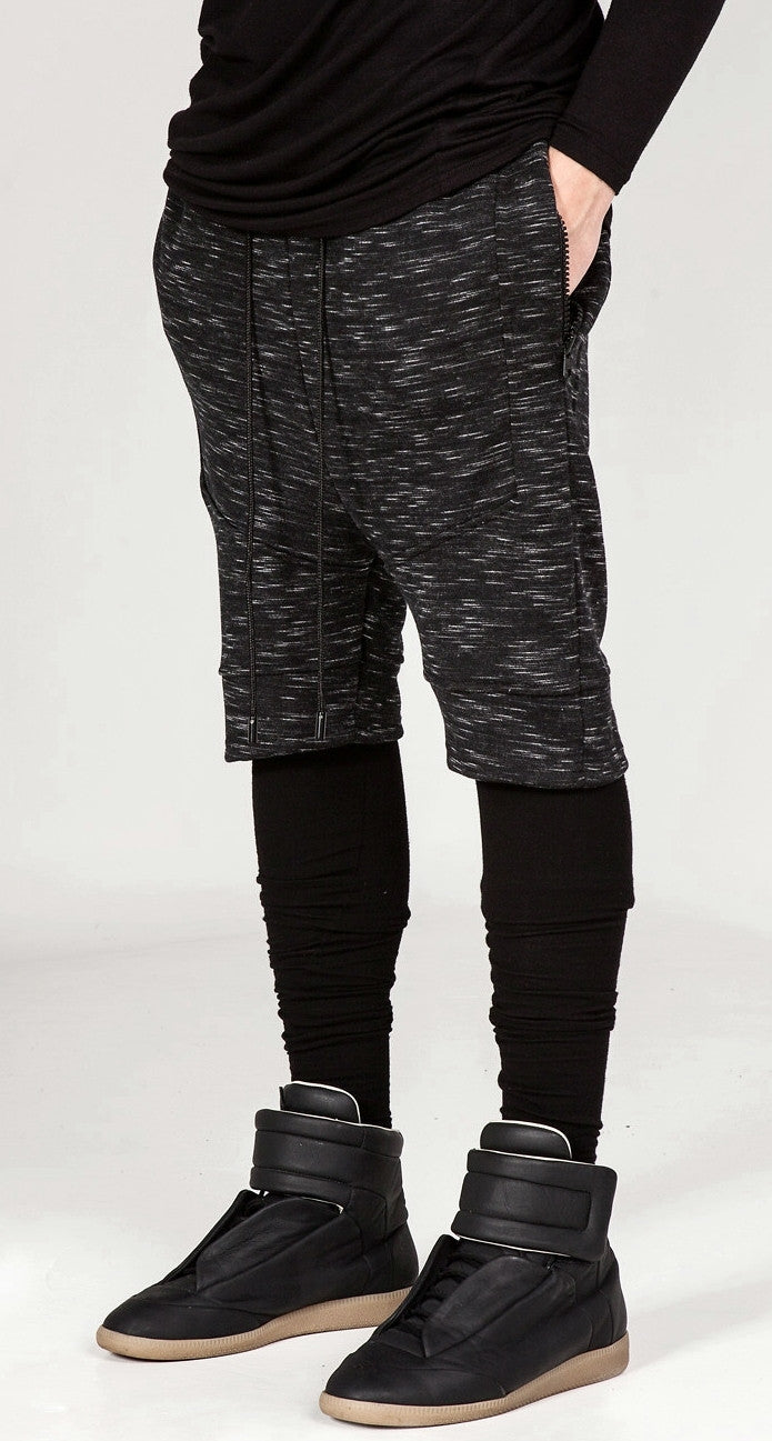 Biker Panelling Shadow Shorts with a Drop Crotch and Tapered Leg - Ofelya Boutique
