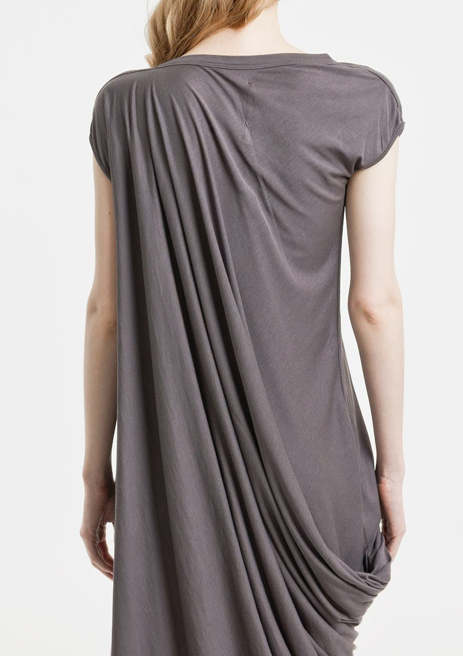 Sleeveless Asymmetrical Draped Nude Silhouette Long Dress - Ofelya Boutique