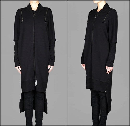 Oversized Overlong Jersey Long Sleeve Hoodie with Shoulder and Sides - Ofelya Boutique