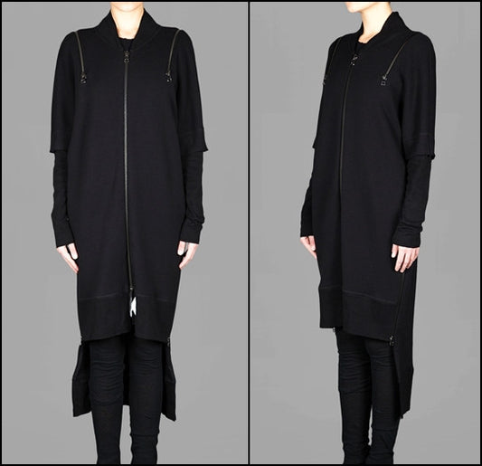 Oversized Overlong Jersey Long Sleeve Hoodie with Shoulder and Sides - Ofelya Boutique