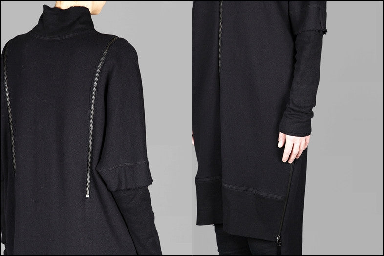 Oversized Overlong Jersey Long Sleeve Hoodie with Shoulder and Sides - Ofelya Boutique