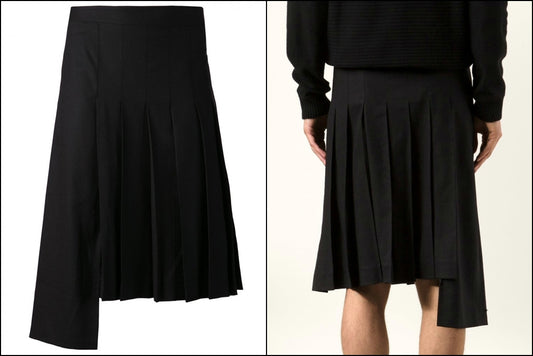 Men's Pleated Short Kilt  / Asymmetric Skirt - Ofelya Boutique