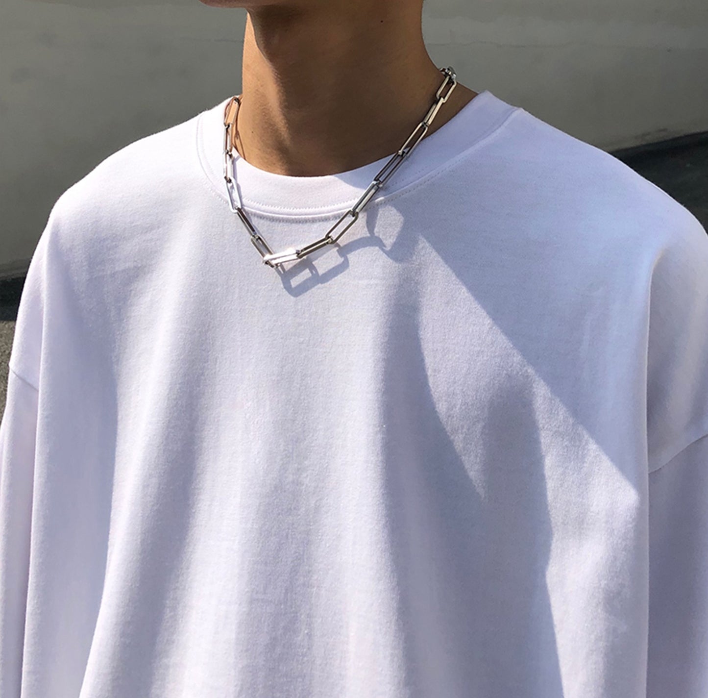 Men Loose Long-Sleeve Essential Extended Henley Tshirt -BB494