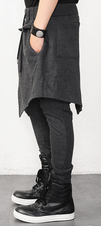 Men's Drop Crotch Kilt Wrap Jersey Owens Pants / Loose Casual Drop Crotch Harem Pants - Ofelya Boutique