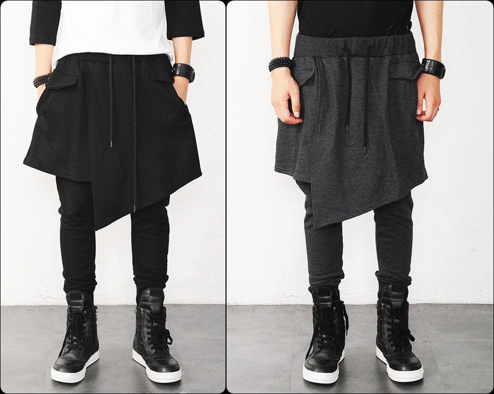 Men's Drop Crotch Kilt Wrap Jersey Owens Pants / Loose Casual Drop Crotch Harem Pants - Ofelya Boutique