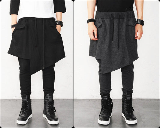 Men's Drop Crotch Kilt Wrap Jersey Owens Pants / Loose Casual Drop Crotch Harem Pants - Ofelya Boutique