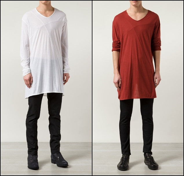 Asymmetric Long-Sleeve Viscose Cotton Tee,Wide Neck Raw Hem Extended Elongated Henley Tshirt -BB492 - Ofelya Boutique