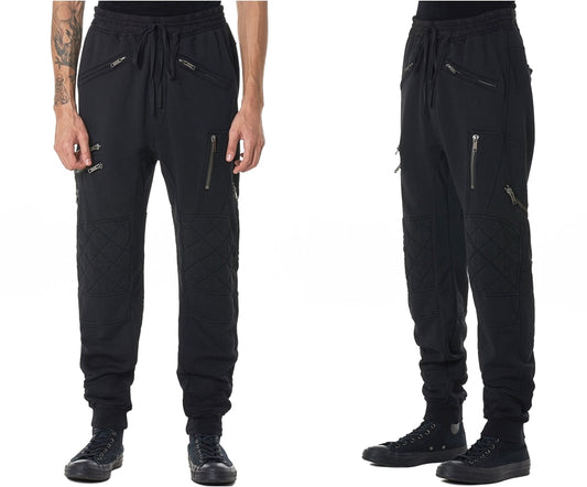 Men Biker Zip Jogger / Elastic Waistband / Zip Leg Pockets