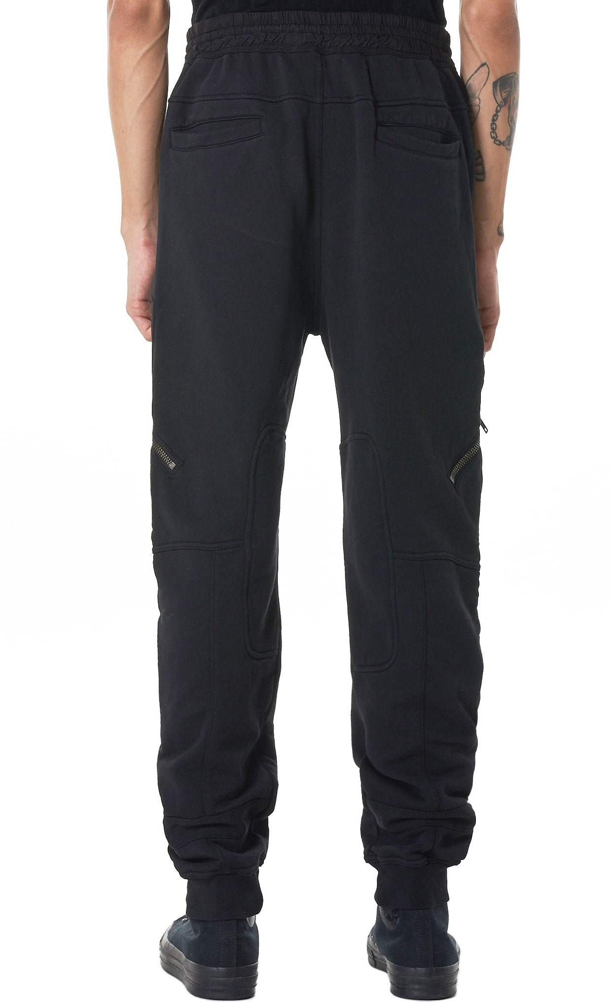 Men Biker Zip Jogger / Elastic Waistband / Zip Leg Pockets