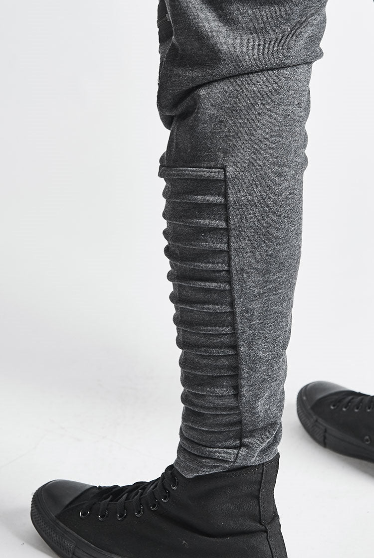Men's Zipper Knee Korean Style Casual Jogger Pants / Tapered Fitted