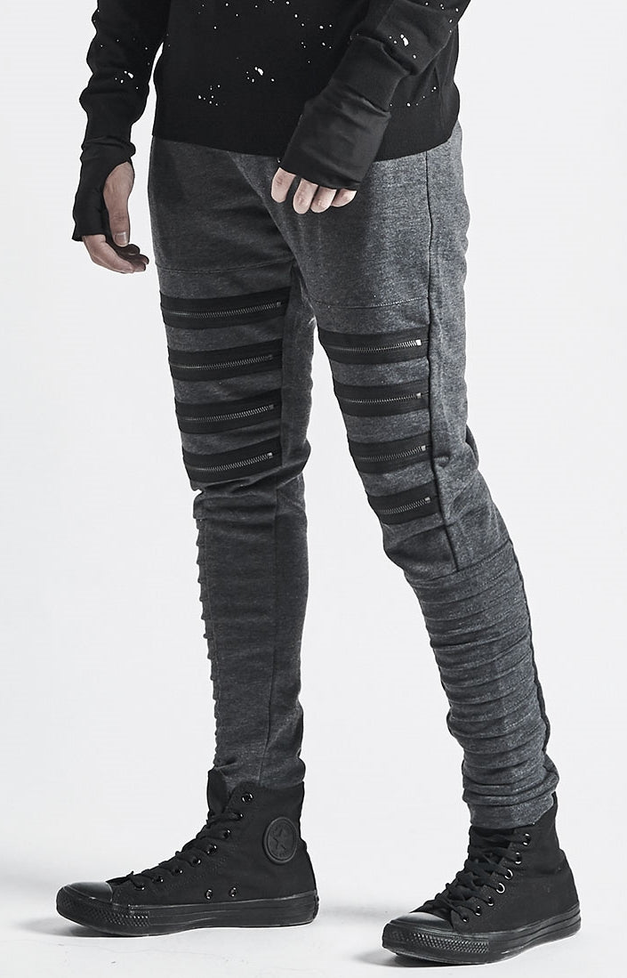 Men's Zipper Knee Korean Style Casual Jogger Pants / Tapered Fitted