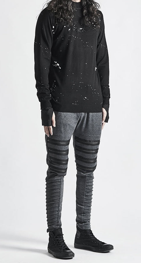 Men's Zipper Knee Korean Style Casual Jogger Pants / Tapered Fitted