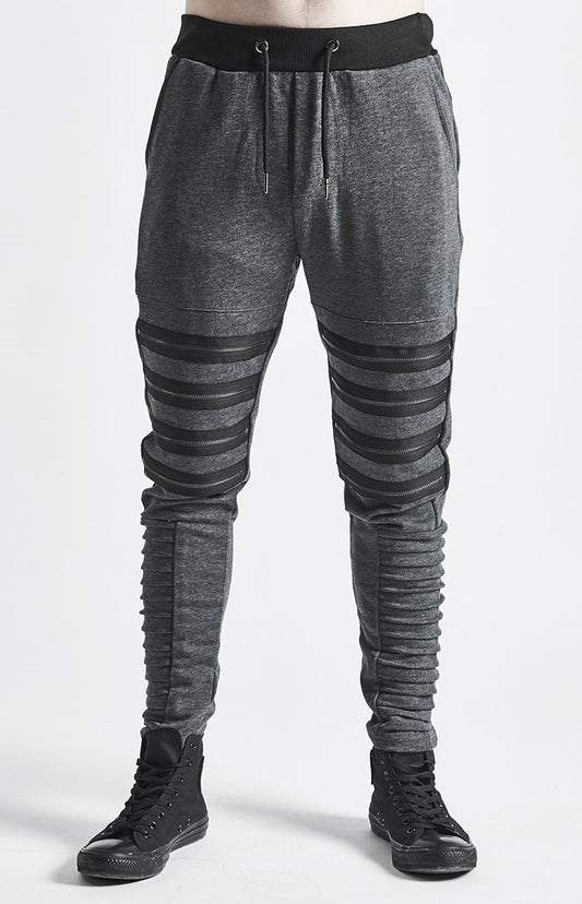 Men's Zipper Knee Korean Style Casual Jogger Pants / Tapered Fitted