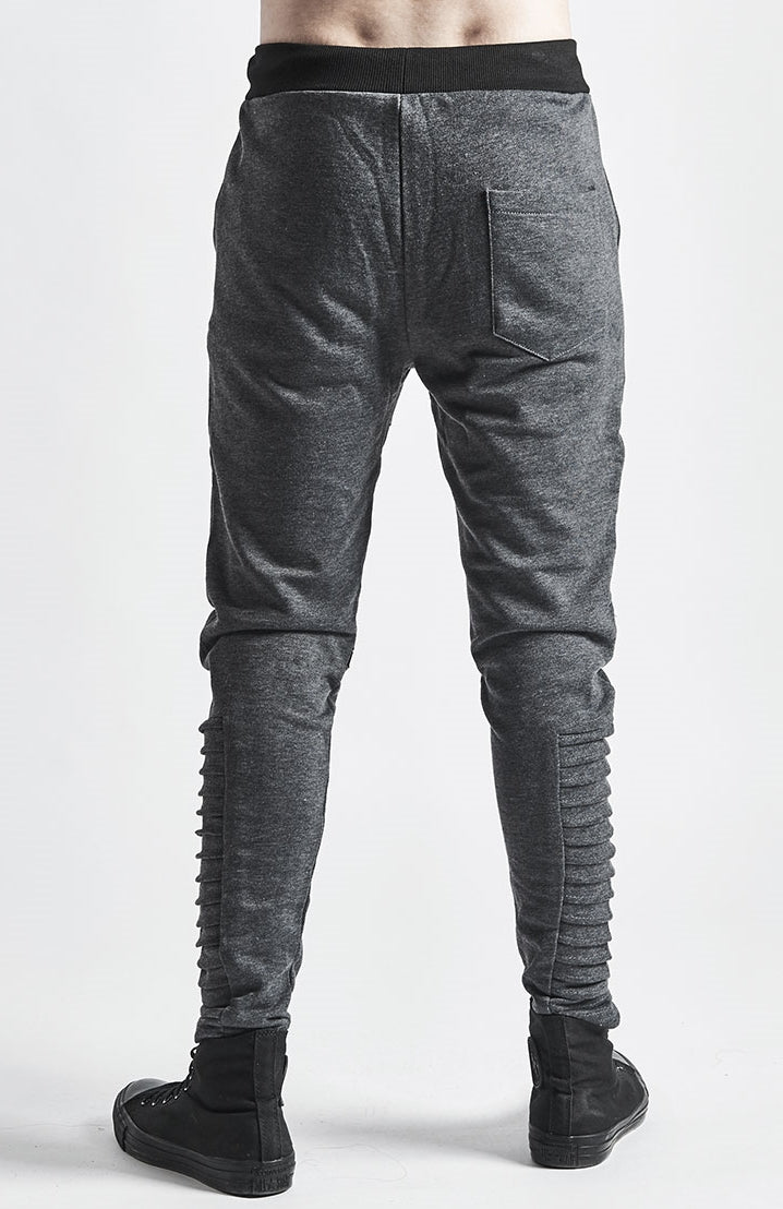 Men's Zipper Knee Korean Style Casual Jogger Pants / Tapered Fitted