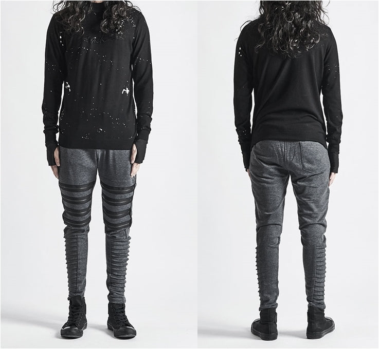 Men's Zipper Knee Korean Style Casual Jogger Pants / Tapered Fitted