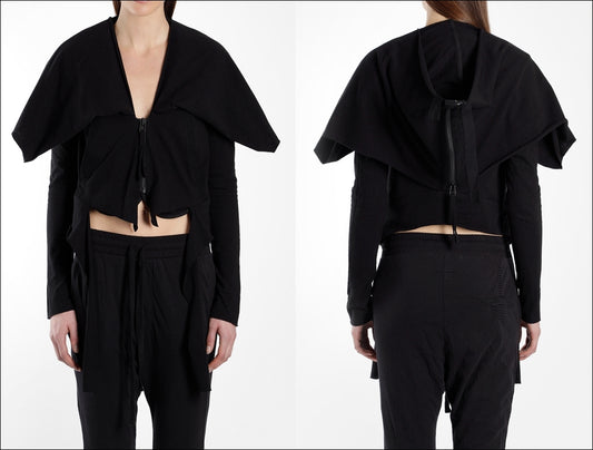 Women's PeterPan Collar Cut-Out Hoodie / Zip Closure