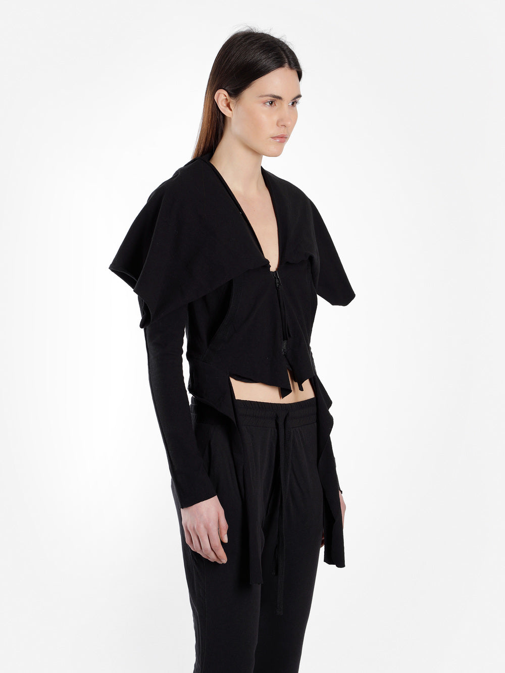 Women's PeterPan Collar Cut-Out Hoodie / Zip Closure