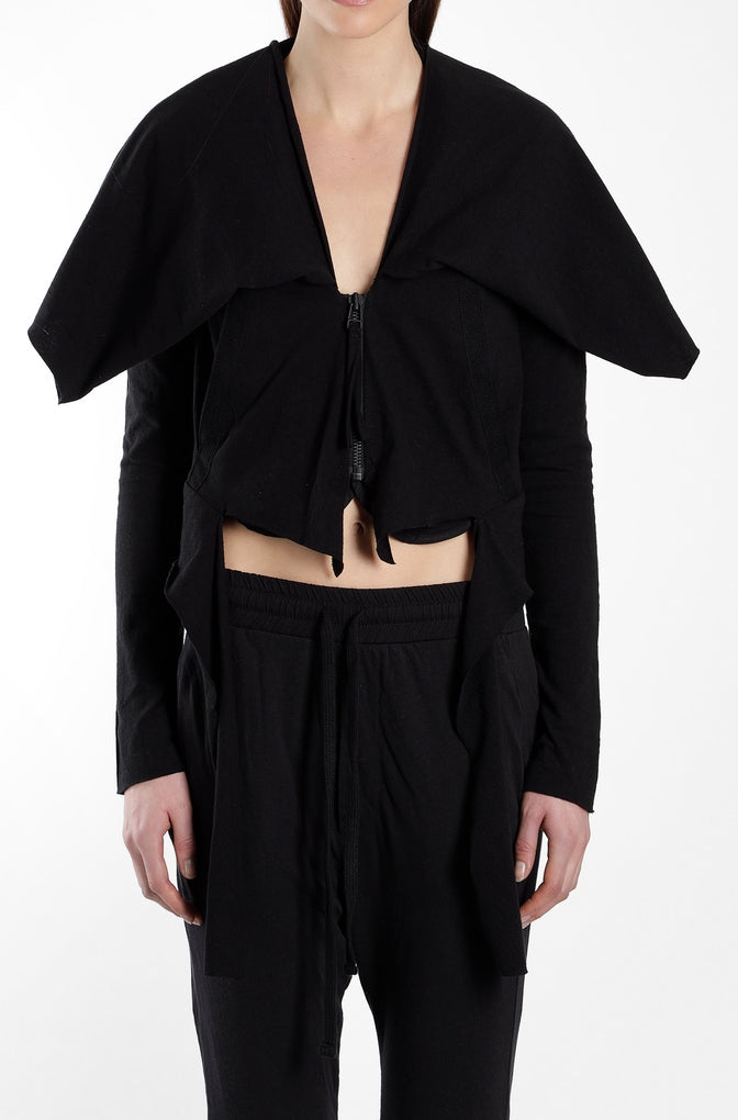 Women's PeterPan Collar Cut-Out Hoodie / Zip Closure