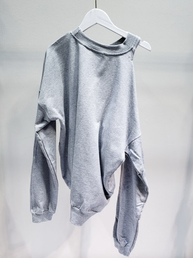 Big Hole Sexy Hoodies Low-cut Loose Long-sleeved Sweatshirt Women Pullovers