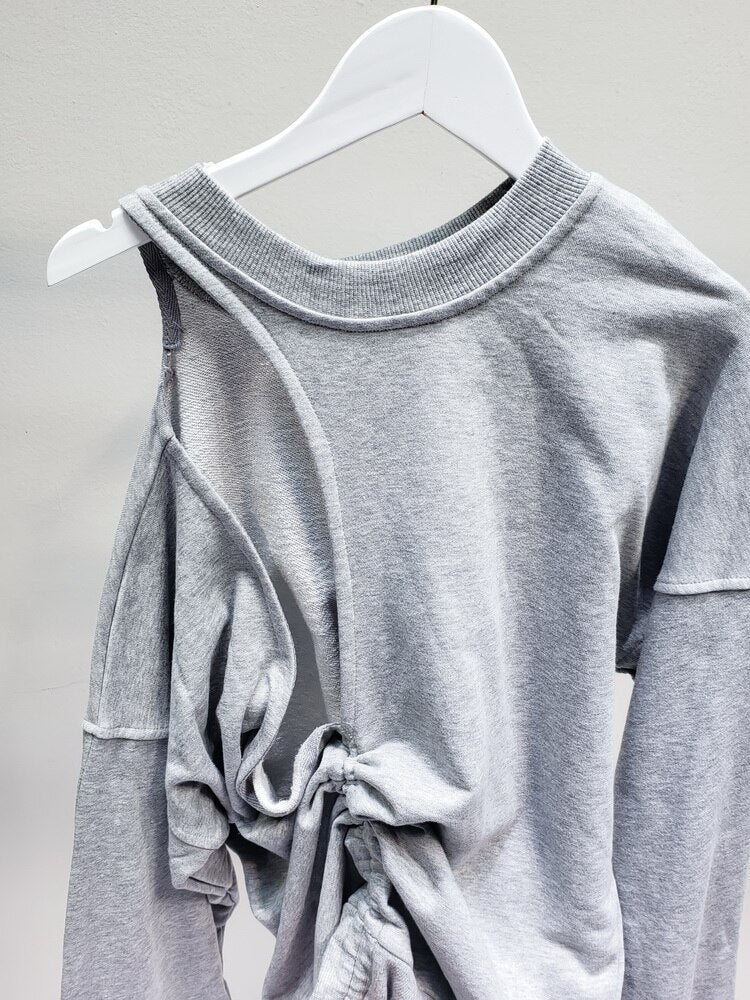 Big Hole Sexy Hoodies Low-cut Loose Long-sleeved Sweatshirt Women Pullovers