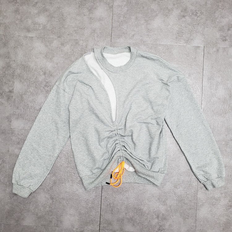 Big Hole Sexy Hoodies Low-cut Loose Long-sleeved Sweatshirt Women Pullovers
