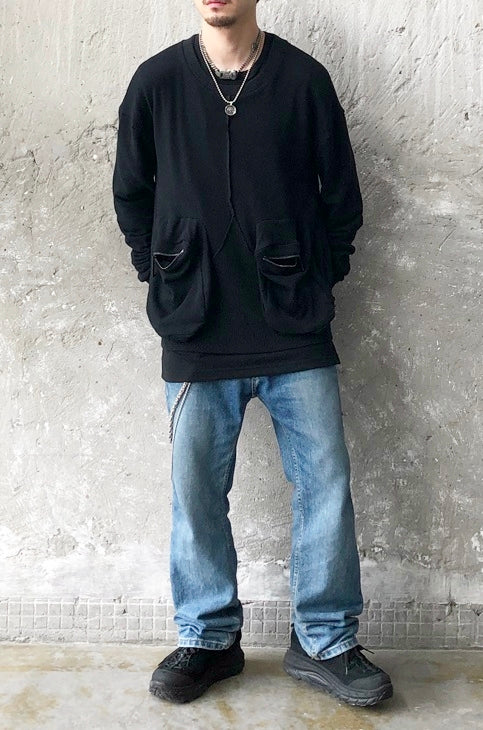 Men's Oversized Double Pocket Drop Shoulder Pullover Sweater