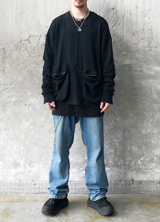 Men's Oversized Double Pocket Drop Shoulder Pullover Sweater