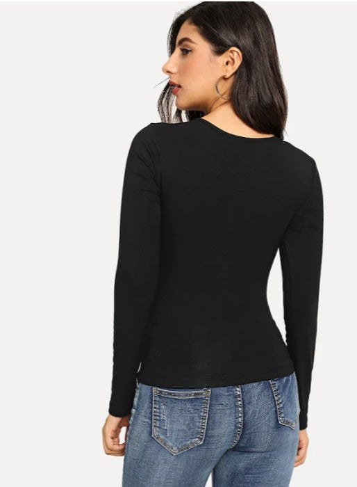 Criss Cross Cutout Solid Tee