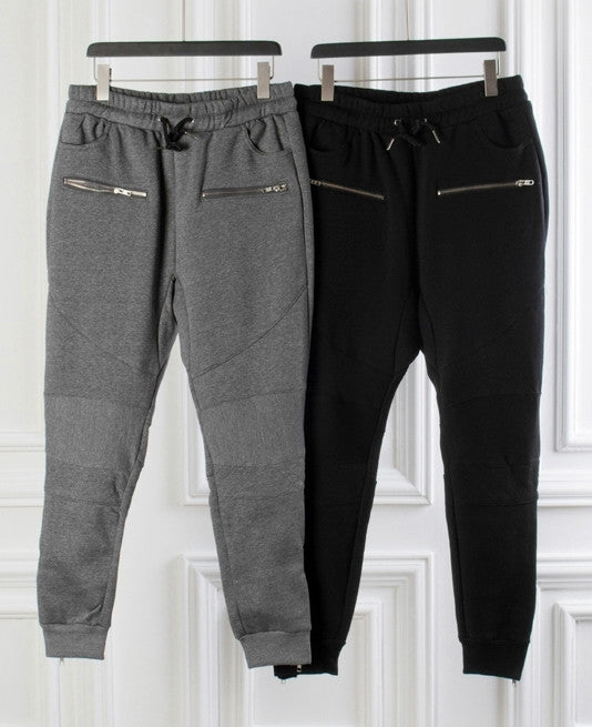 Biker Slim Fit Skinny BL Cross Pintuck Knee Casual Sweatpant Trackpant for Men - Ofelya Boutique