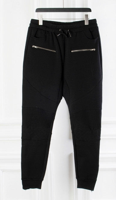 Biker Slim Fit Skinny BL Cross Pintuck Knee Casual Sweatpant Trackpant for Men - Ofelya Boutique