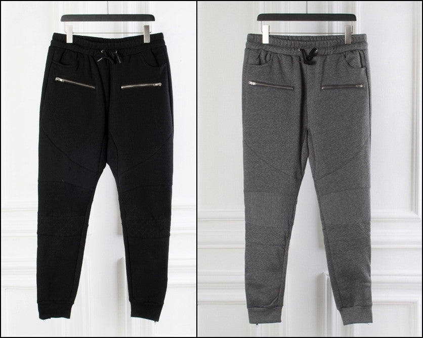 Biker Slim Fit Skinny BL Cross Pintuck Knee Casual Sweatpant Trackpant for Men - Ofelya Boutique