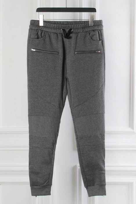 Biker Slim Fit Skinny BL Cross Pintuck Knee Casual Sweatpant Trackpant for Men - Ofelya Boutique