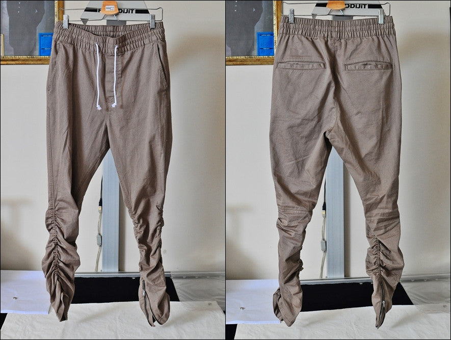 Men's Khaki Sarouel Slim Fitted Bottom Zipper Cuffed Lounge Sweatpant Jogger Pants Jersey / Casual Pants-Trouser - Ofelya Boutique