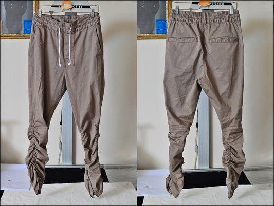 Men's Khaki Sarouel Slim Fitted Bottom Zipper Cuffed Lounge Sweatpant Jogger Pants Jersey / Casual Pants-Trouser - Ofelya Boutique