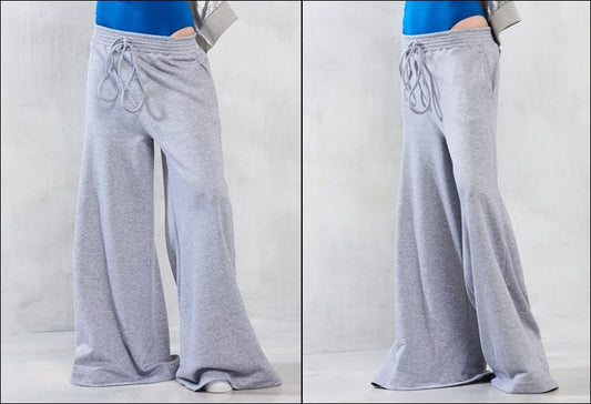 Women Extra Wide Leg Kimono TRICOT Extra Long Track Pants Sweatpant Jogger - Ofelya Boutique