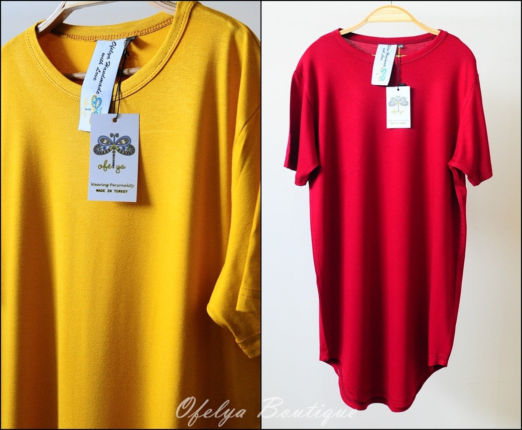 Men Overlong Extended Essential Short Sleeve Long Tee - Ofelya Boutique